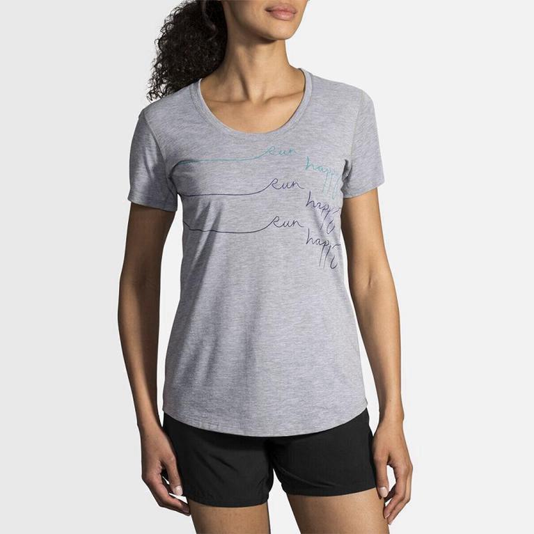 Brooks Distance Graphic NZ - Women's Running Tank Top - Grey (69057-OUKS)